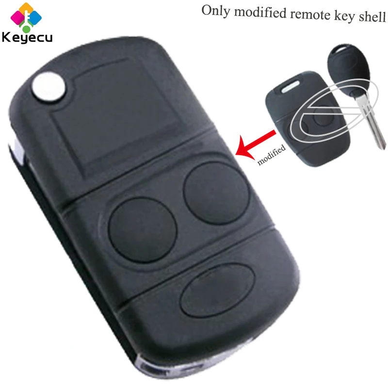 

KEYECU Replacement Modified Folding Remote Key Shell - 2 Buttons - FOB for Land Rover Freelander 2002-2005 Discovery 1996-1999