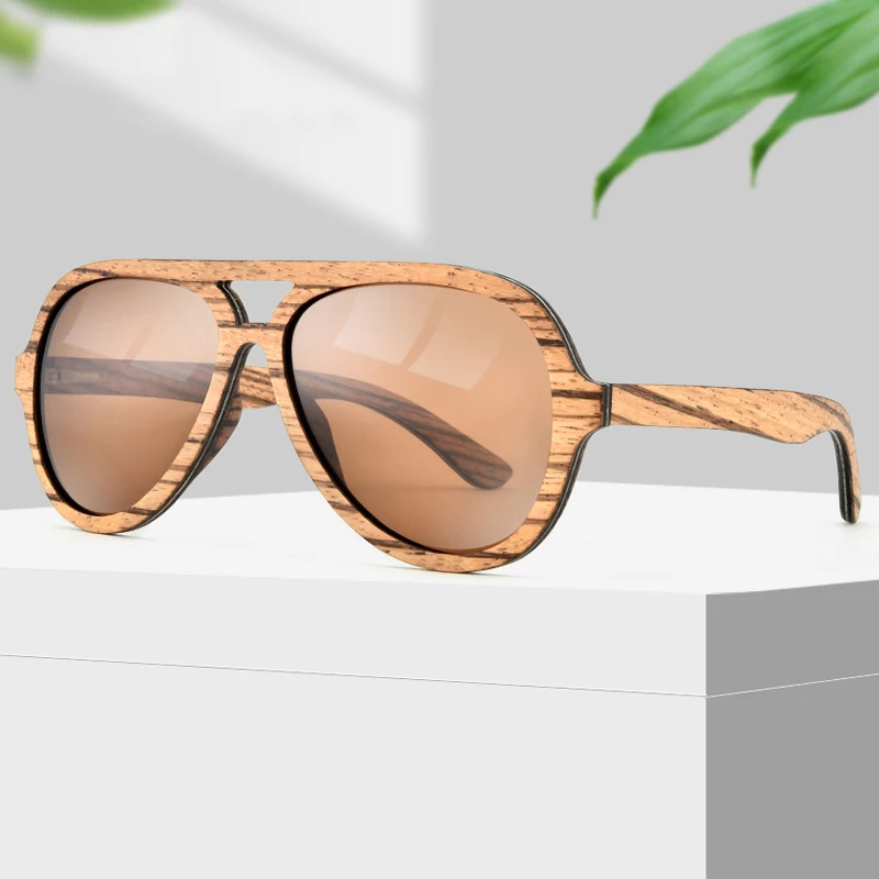 Солнечные очки из дерева зебрано для мужчин и женщин, поляризованные линзы деревянные солнцезащитные очки UV400 большие солнцезащитные очки