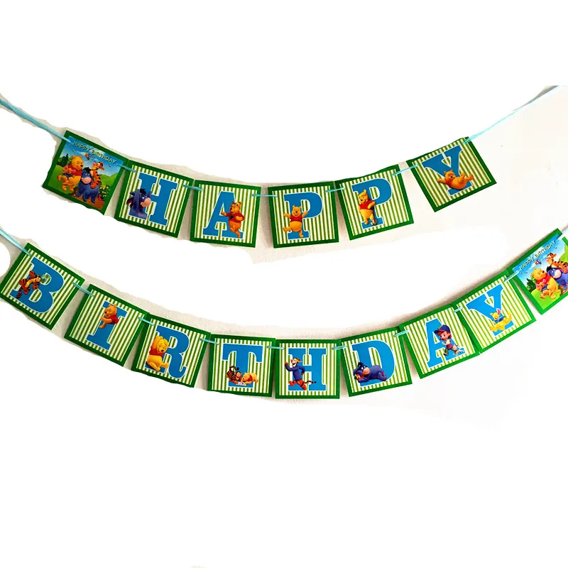 

15pcs/lot Winnie the pooh letter banner birthday party decoration winnie pooh letter flag banners happy birthday party supplies