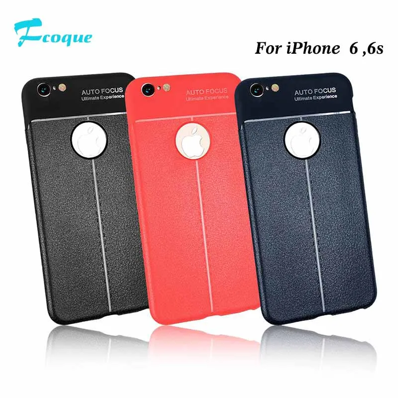 Fcouqe For iPhone 6 6s Phone Case Brushed Genuine Leather Soft TPU Cover Back iPhone6S phone i6s |