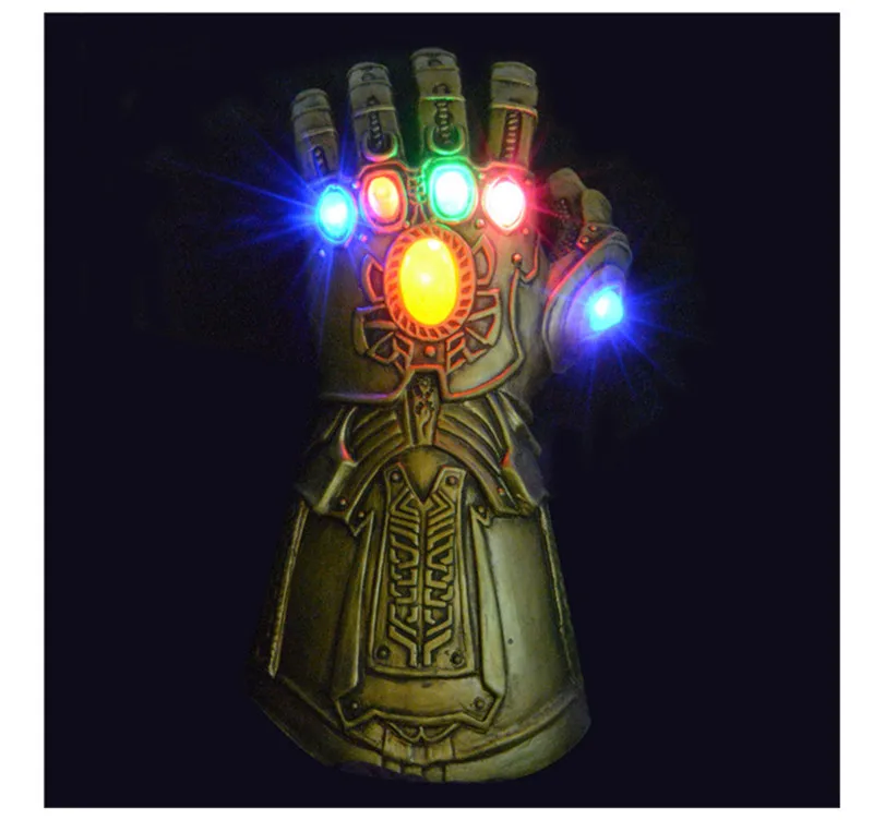 Танос Бесконечность Gauntlet войны косплэй супергерой Мстители загорается светодиодной вспышкой латекс перчатки Хэллоуин Вечерние перчатки