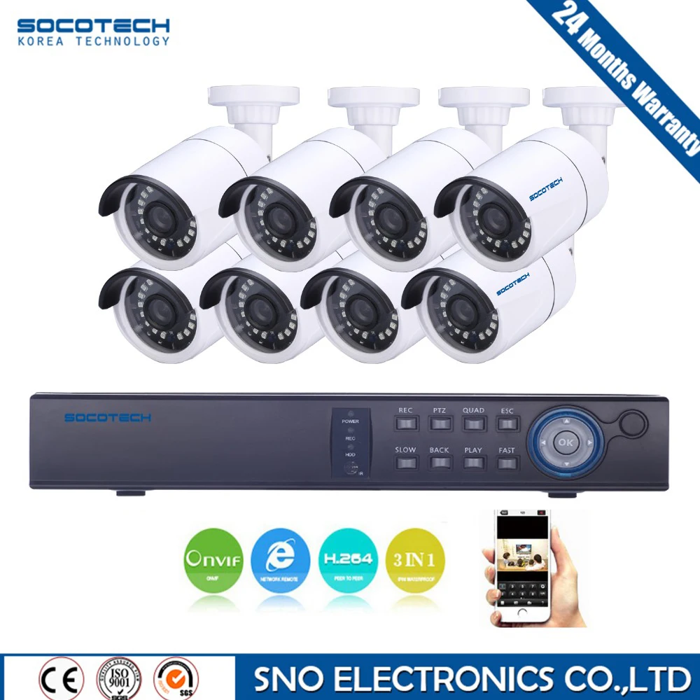 Socotech дома 8CH видеонаблюдения Системы 8 канал HDMI 1080N AHD DVR HD 2.0MP Наружная