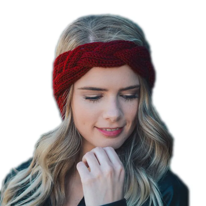 Women Winter Solid Big Bow Fish Knit Wool Headband Girl Warm Woolen Crochet Turban Handmade Bow Knot Wide Head Wrap R30 (1)