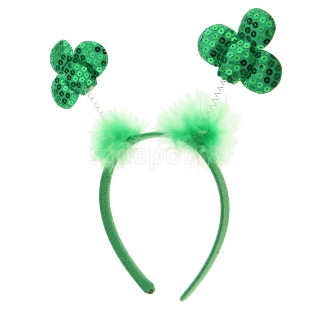 Festival Novelty Saint Patrick Day Party Head Bopper Shamrocks Headband Green Sequin Irish Headwear Photo Props Gift