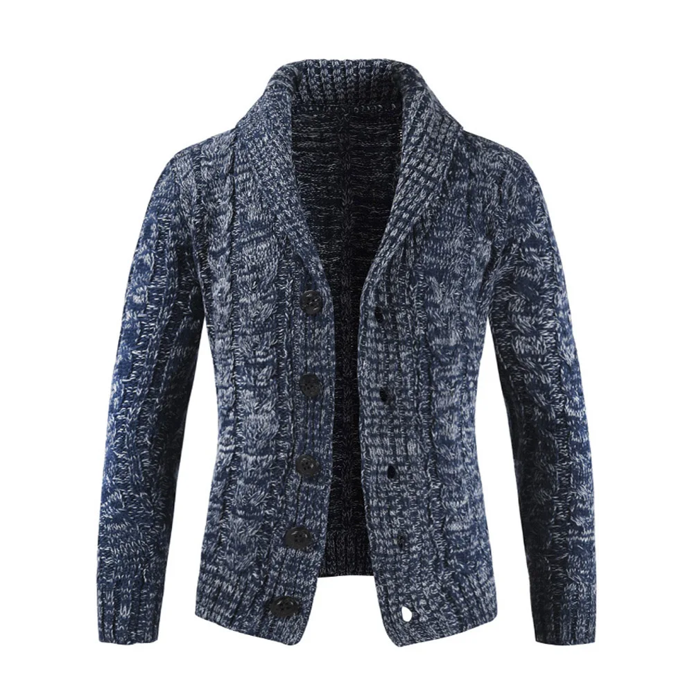 mens chunky shawl collar jumper