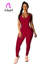 Adogirl back lace up sleeveless solid jumpsuit women back hollow out long pants one piece sets skinny fitness sporting playsuit black hollow out ribbon bow back sleeveless lace top