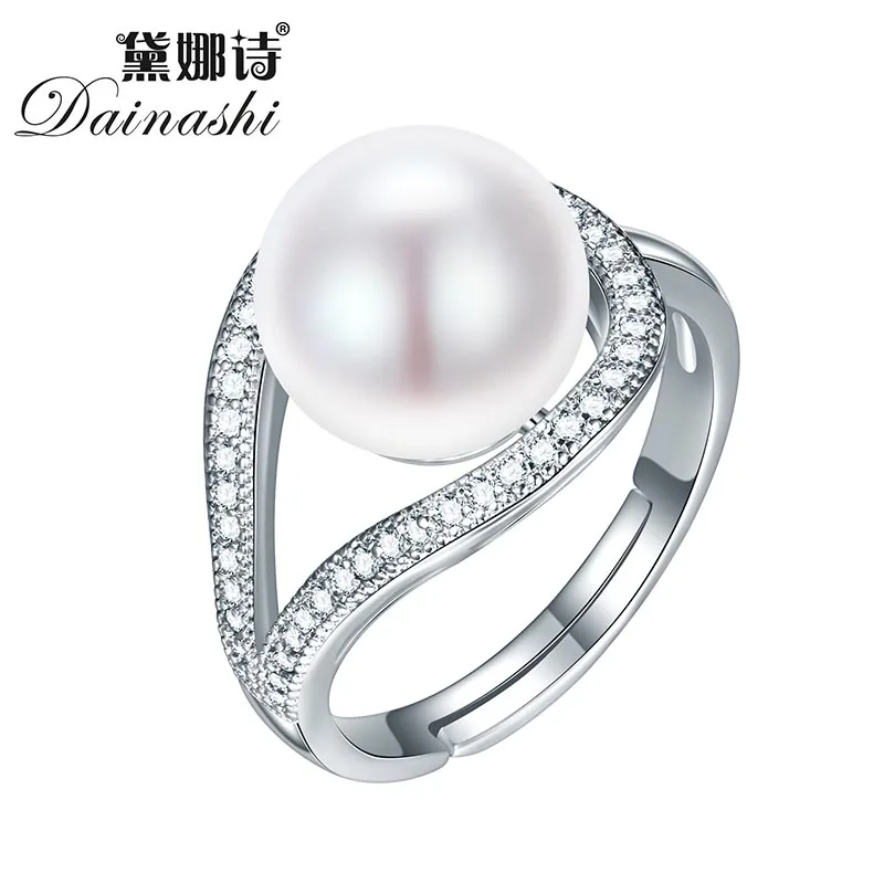 

Dainashi 100% Real Freshwater Pearl Ring For Women Gift 925 Sterling Silver Adjustable Ring With AAAA Natural Pearl Jewelry
