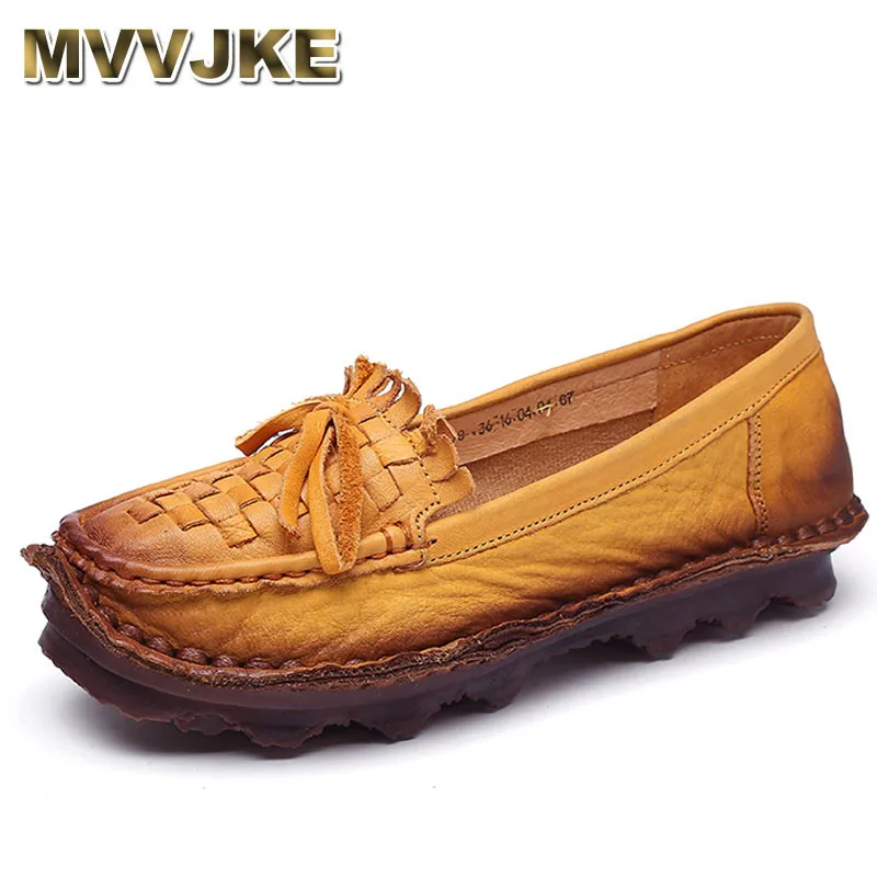 

MVVJKE Leather Soft Bottom Women Shoes Pregnant Women Flats Mother Driving Shoe Female Plus Size Loafers Casual Shoes Flats