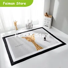 Новое поступление, ковер в скандинавском стиле с мультипликационным принтом, короткий плюшевый коврик, детский игровой коврик, коврик для ползания, коврик для йоги, нескользящий утепленный