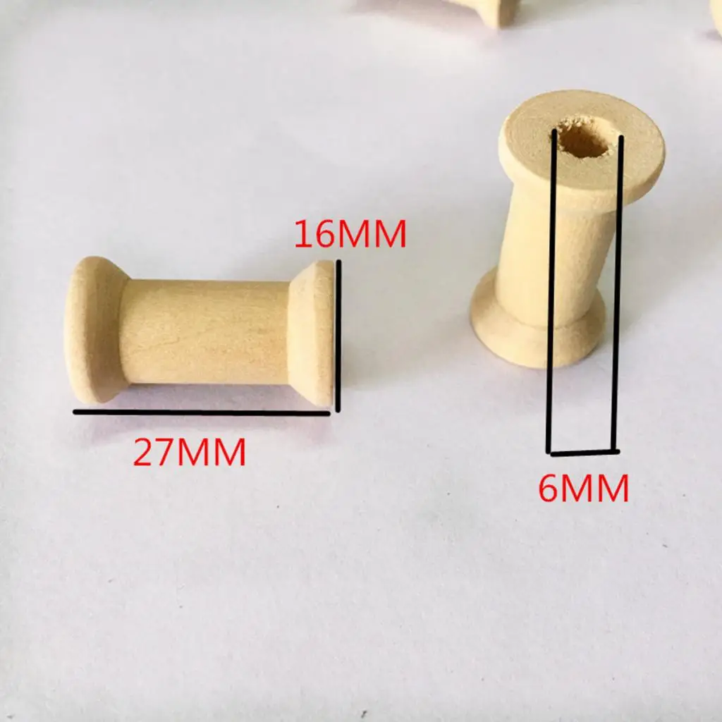 20 Pieces Unfinished Wooden Spools Thread Bobbins Cord Wire Coils Sewing Notions 27mmX16mm | Дом и сад