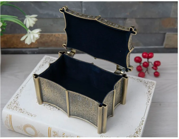 Egyptian style bronze color metal jewelry box cotton swabs box metal storage boxdrawer organizer Z188