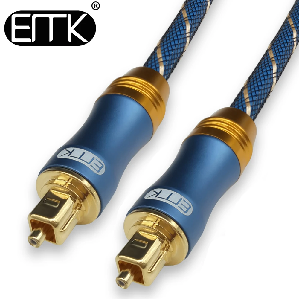 Emk Optical Audio Cable Toslink Cable Nylon Braided 24k Gold Plated