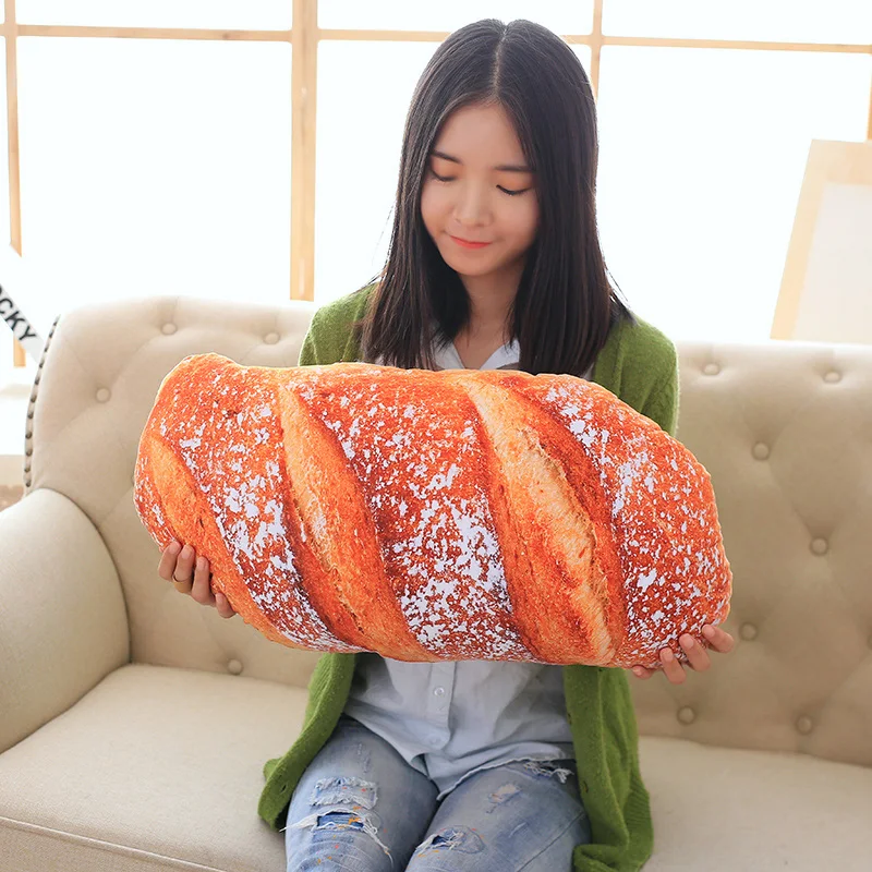 

Vivid 3D Cartoon Print Creative Simulation Plush Bread Shape Pillow funny food nap Plush Nap Cushion kids toy Birthday Gift