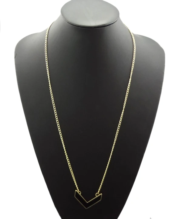 Женское длинное ожерелье с черной эмалью из Золотого Сплава|long necklace|necklace womenpendant