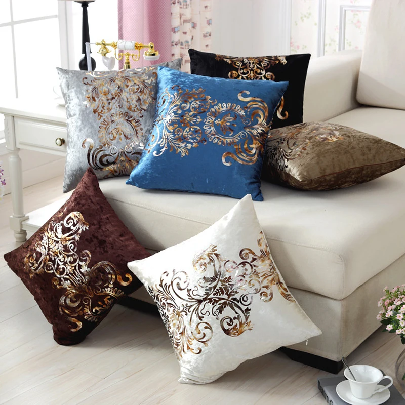 

45 *45Cm European Bronzing Cushion Cover Luxurious Plush Throw Pillows Case Square Winter Hugging Pillow Case