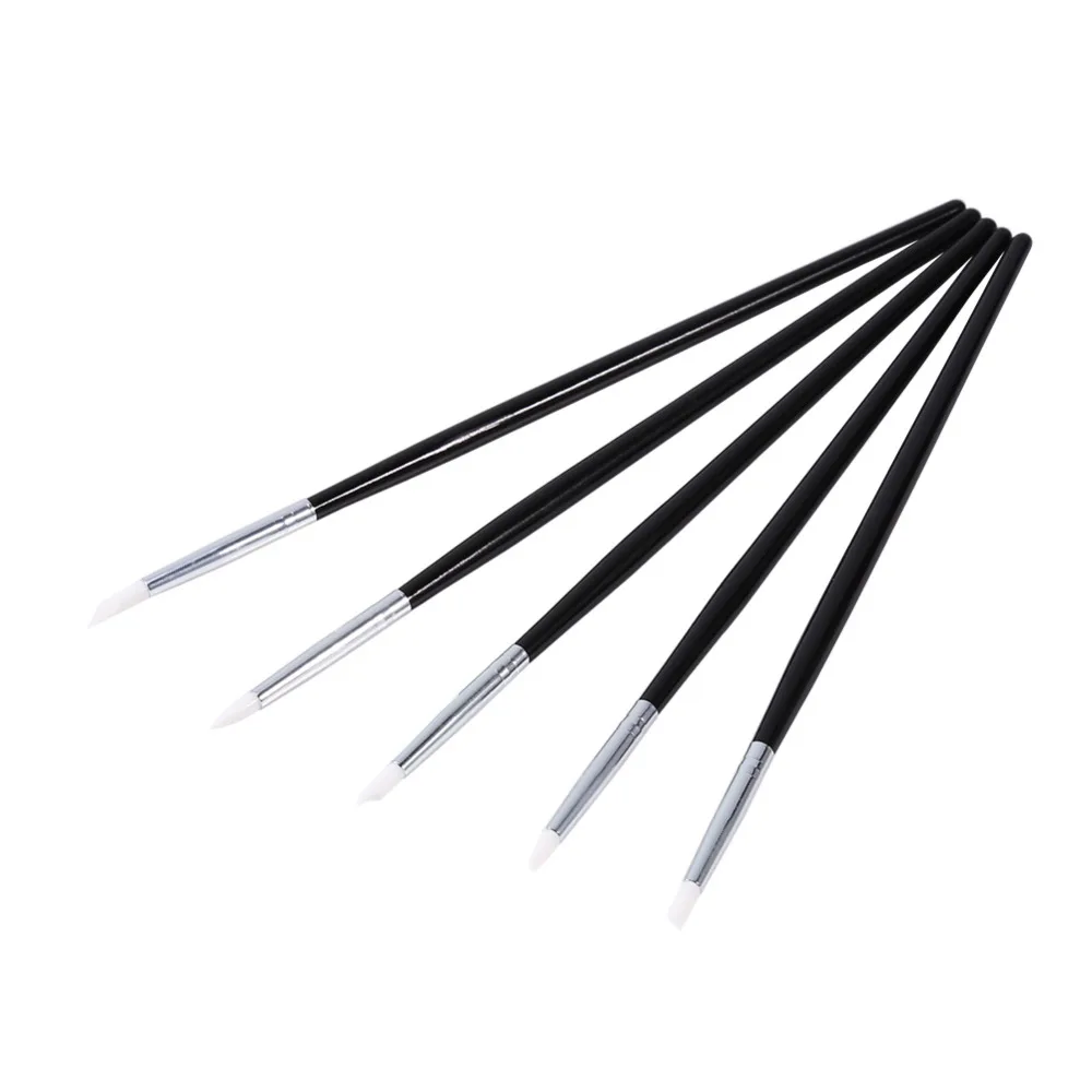 

5Pcs Silicone Nail Art Design Stamp Pen Brush Carving Craft Soft Brushes Pencil DIY Painting Dotting UV Gel Polish Tools Set