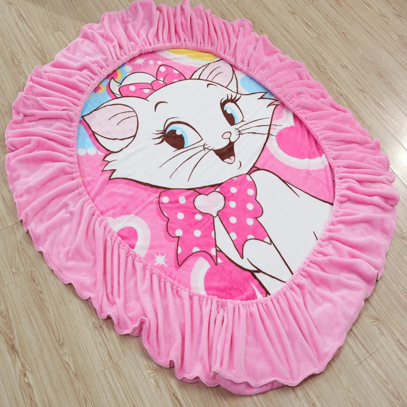 

Disney Pink Marie Flannel Fitted Sheet with an Elastic Band Bed Sheets Linen Bedspread Polyester Mattress Cover Single Twin Full