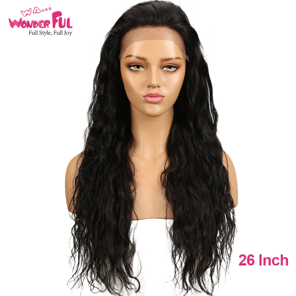 Бразильский Remy волна Синтетические волосы на кружеве парики человеческих волос 26 inch волнистые парики человеческих волос парики для черный