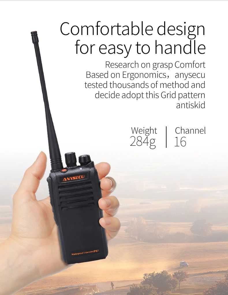 Anysecu Walkie Talkie WP-67 IP67 водонепроницаемое радио UHF 400-470MHz двухстороннее радио с батареей 2800mAh Ham Radio