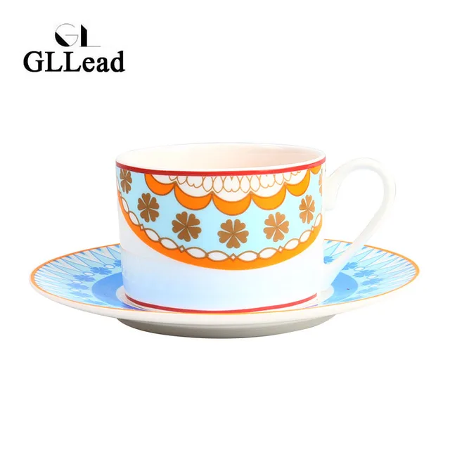 Gllead Western Style Bone China Coffee Cups Saucers Fashion Ceramic Gllead Western Style Bone China Coffee Cups Saucers Fashion Ceramic Tea Cup Home Afternoon Black Teacup Porcelain Set