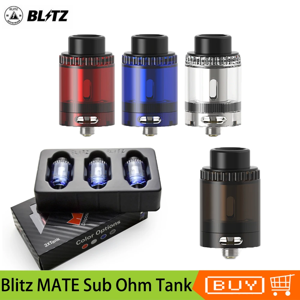

3Pcs/Pack Original Blitz MATE Sub Ohm Tank 24mm Diameter 4ML Capacity Top Filling Mesh Coil Vape Tank Atomizer E Cigarette