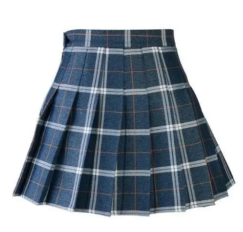 Женская плиссированная юбка, Harajuku, консервативный стиль, клетчатые юбки, мини, милая школьная форма, для девушек, Jupe, кавайная юбка, Saia Faldas - Цвет: big blue