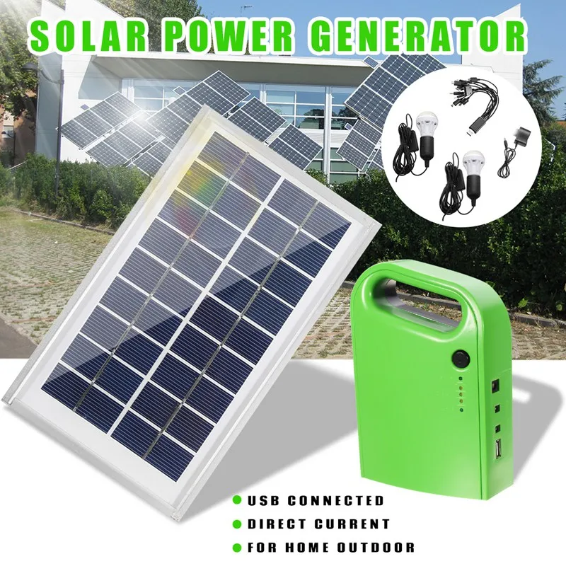 

Kinco Universal Portable Home Outdoor DC Solar Panels Lighting Charging Generator Power System 2xSolar Bulb+USB Charging Cable