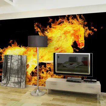 

Children's Room Wall Mural Stickers Creative Flame Horse Photo Wallpaper Bedroom Home Decor Self Adhesive Vinyl / Silk Wallpaper