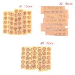10 листов = 100 шт. Craft Стикеры "спасибо" "ручной работы" уплотнения упаковки крафт уплотнительная этикетки Симпатичные бумага
