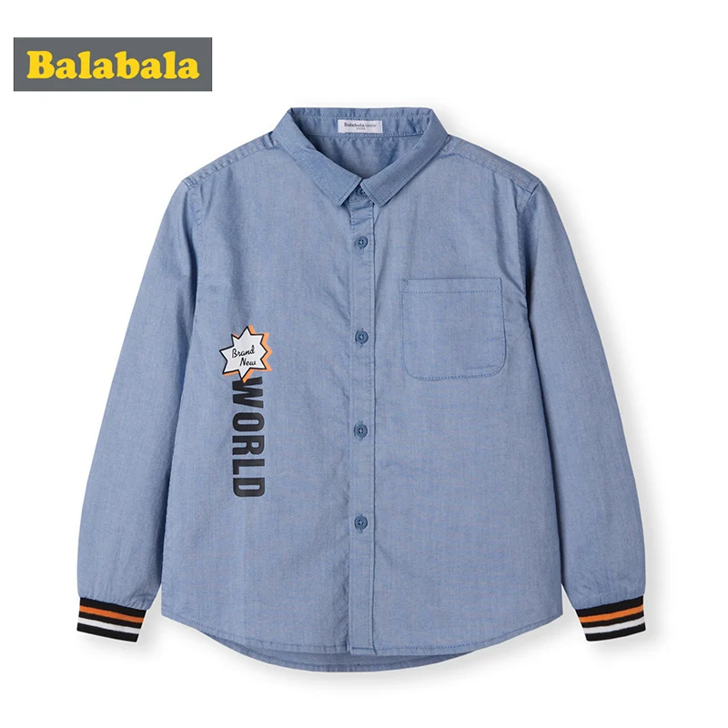 Balabala/детская одежда; рубашка; Повседневная хлопковая белая рубашка для мальчиков; Новинка года; Осенняя рубашка для малышей; мужская рубашка