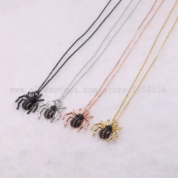 

5 strands spider necklace Insects bee pest pendants necklace small size jewelry 18" mix color necklace pets beads 3057