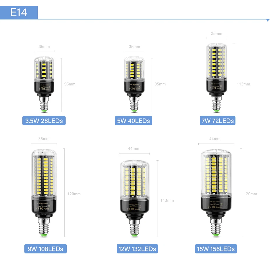E27 светодиодный лампы 220V E14 светодиодный светильник мозоли 110V SMD 5736 28 40 72 108 132 156 светодиодный ы энергосберегающие ампулы светодиодный настенный светильник для украшения дома