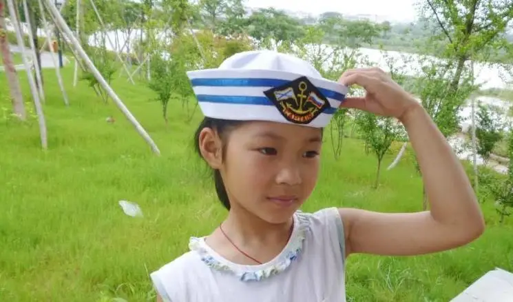 Дети хлопок Sailor Кепки Таин шляпа форма костюм партии Косплэй стадии выполнения морской Кепки якорь патч темно-Военная Униформа Кепки