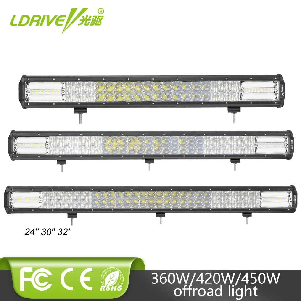 

LDRIVE 12V 24V 5D 360W 420W 450W LED Work Light Bar 24" 29" 32" 4X4 4WD Offroad Lamp Bar Boat Driving Fog Light For Audi Jeep