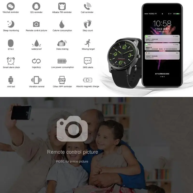 ALLOYSEED 30ATM Waterproof Quartz Wristwatch TPE Starp Sports Night Vision Bluetooth Smart Watch for Android IOS ALLOYSEED 30ATM Waterproof Quartz Wristwatch TPE Starp Sports Night Vision Bluetooth Smart Watch for Android IOS
