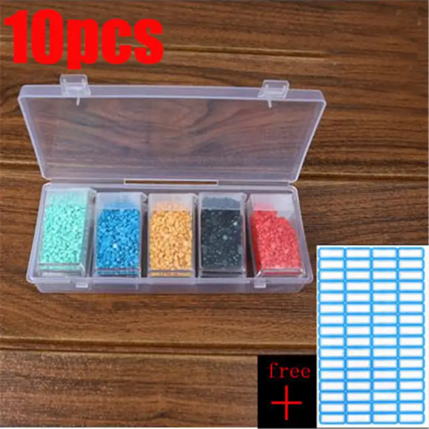 High Quality Diamond Painting Tool Container Diamond Embroidery Stone Storage Accessory Mosaic Convenience Box With Free Sticker - Цвет: 10pcs