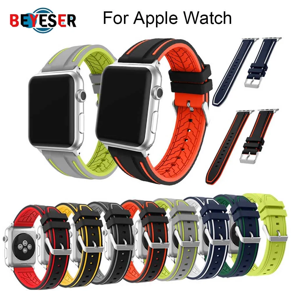 

Sport Silicone strap for Apple watch bands 38mm 42mm correa Aplle watch 42mm 38mm bracelet wrist Watchband watch 4/3/2/1 Watch