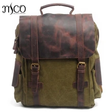 Мужские повседневные парусиновые рюкзаки, винтажные школьные сумки, молодежная большая Вместительная дорожная сумка, женский кожаный рюкзак Mochila для ноутбука, рюкзак