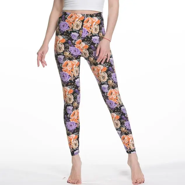 Женские леггинсы с цветочным принтом размера плюс, Тонкие штаны в клетку, модная одежда, брюки - Цвет: 13