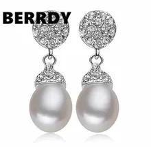 8-9mm de Água Doce Pérola Brincos Brincos Charme Da Moda Pérola Jóias Exclusivas Jóias Projetado para Lady Feminino(China)