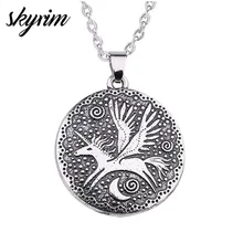 Skyrim adolescent conte de fées monde licorne Animal pendentif collier imprimé cheval breloque en forme de disque avec chaîne à maillons pour enfant bijoux cadeaux