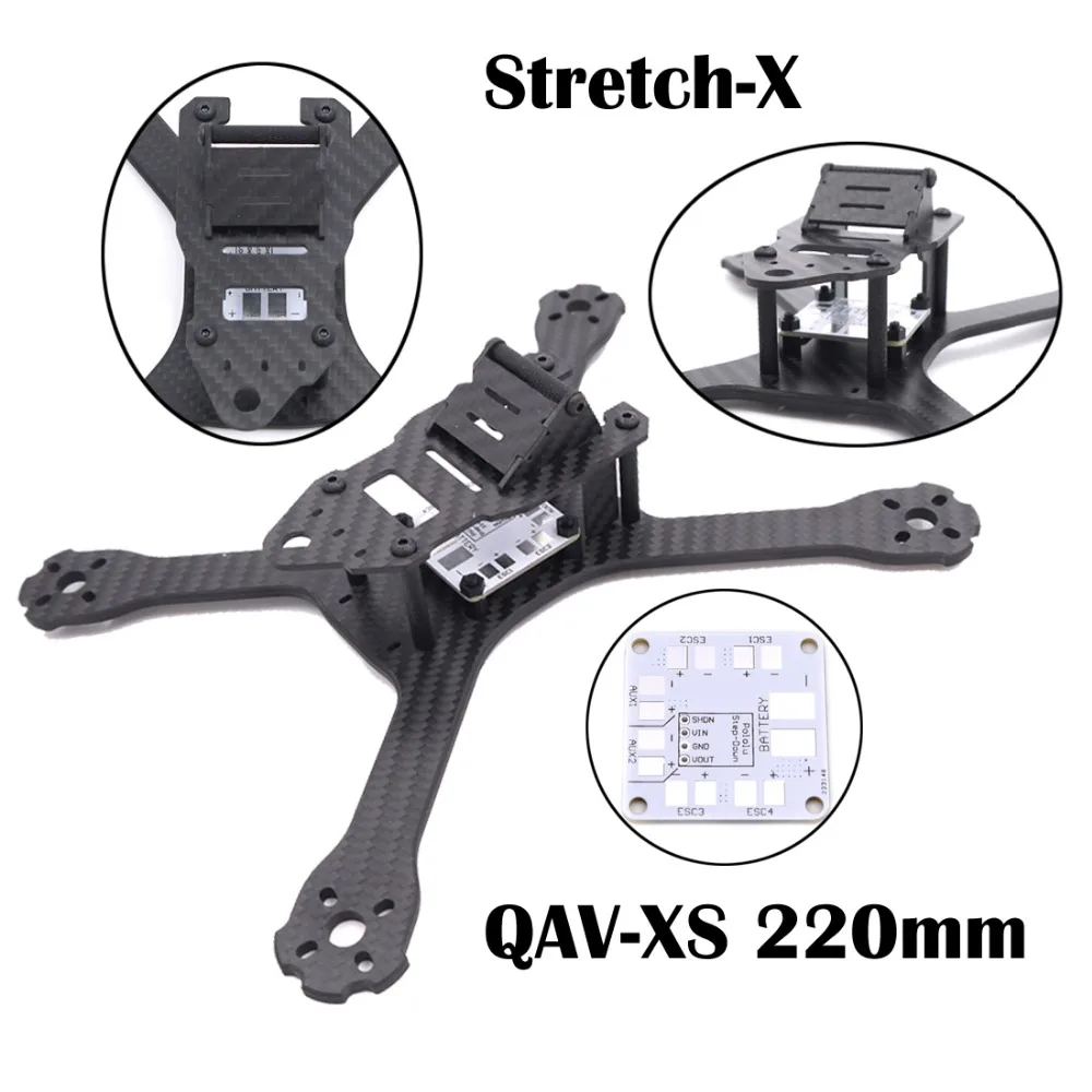 

QAV-XS Carbon Fiber 220 220mm Stretch-X Quadcopter Frame Kit 4mm Arm + PDB Board for FPV Racing Drone QAV-X 214 QAV-R 220 GEP-TX