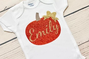 

personalize Pumpkin first thanksgiving newborn baby shower bodysuit onepiece romper Outfit kids t shirts birthday tees singlets