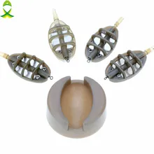 JSM 5 шт./компл. 30 г 40 г 50 г 60 г рыболовная донная приманка плесень кормушки Карп рыболовное литое распределительная Платина Приманка Держатель Метатель снасти