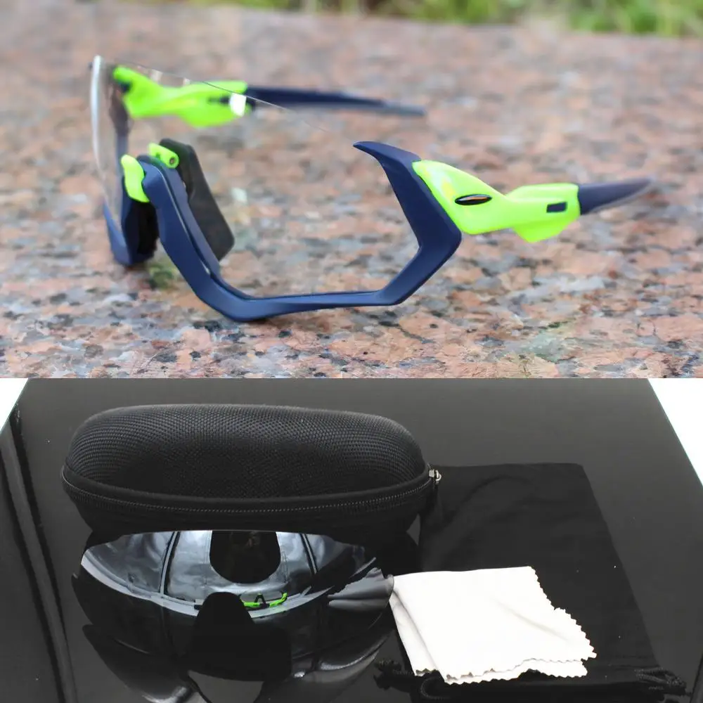 Фотохромные линзы для велоспорта, спортивные мужские солнцезащитные очки для шоссейного горного велосипеда, велосипедные очки, MTB очки для бега, рыбалки - Цвет: 2 lens 1