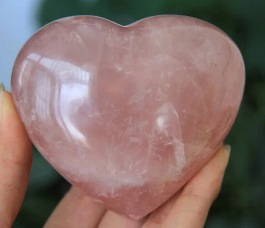 

NATURAL PRETTY ROSE QUARTZ CRYSTAL HEART HEALING LOVE HEART FOR CHRISTMAS GIFT