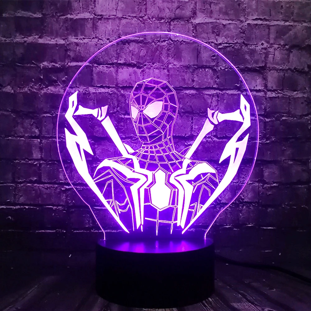 

New Lava Marvel Hero Spider Man Movie Avengers 7 Color USB Charge Cartoon LED Decor Room Table Room Mood Night Light Kids Gift