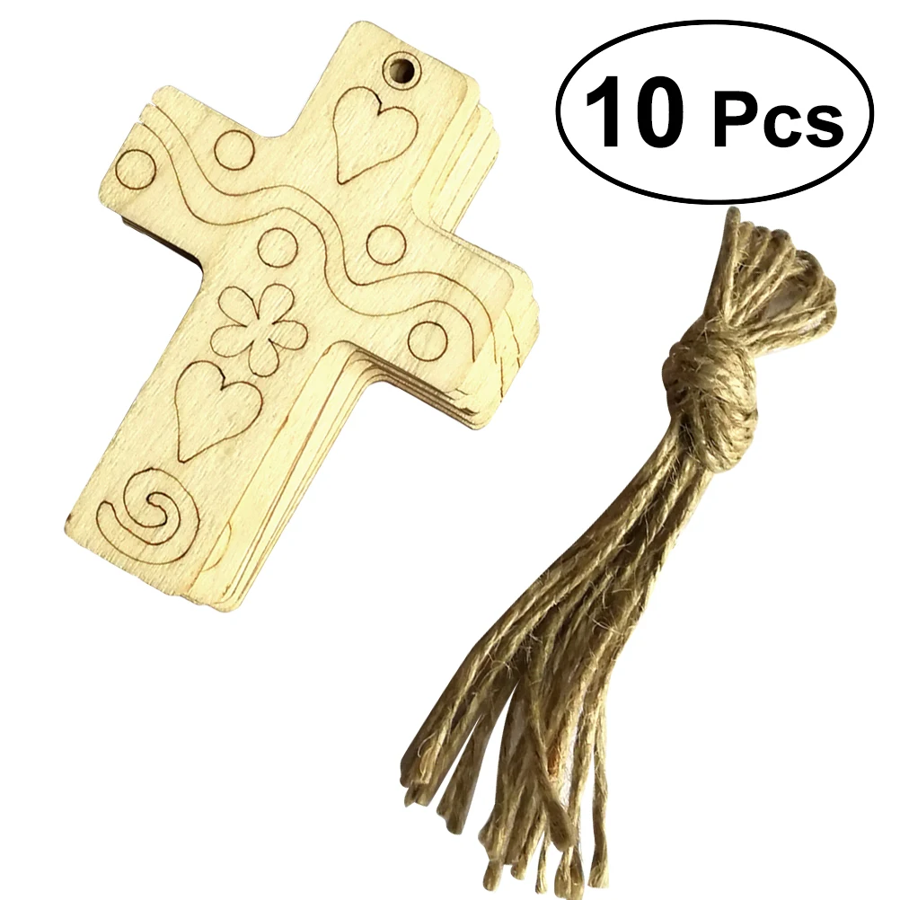 

10pcs Unfinished Wooden Cross Embellishments Wood Craft Hanging Decor Embellishments