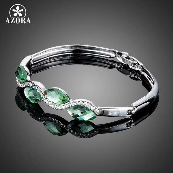 AZORA Fashion Jewelry 4pcs Light Green Stellux Austrian Crystal Water Drop Bangle Bracelet for Women TB0066