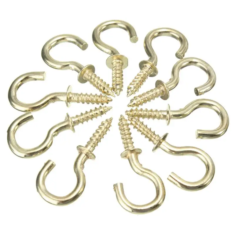 

20pcs Heavy Duty Copper Plated Metal Screw-In Ceiling Hooks Cup Hooks Hanger